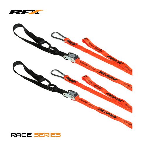 Spanngurte RFX Race Series 1,0 orange / schwarz mit Schlaufe und Karabinerhaken