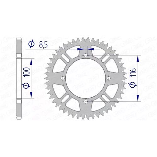 Zahnrad Afam Alu selbstreinigend 420 / 51 Zähne KX 80 / 85