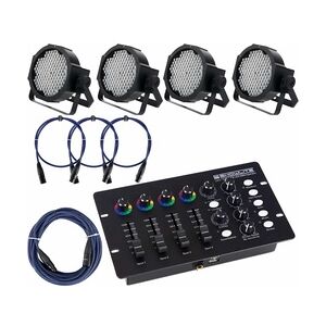 Showlite FLP-144W Scheinwerfer 4 x Set inkl. DMX Controller & Kabel