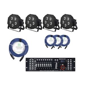 Showlite FLP-5x8W Scheinwerfer 4 x Set inkl. Showlite Master Pro USB & Kabel