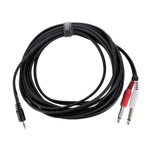 Pronomic Stage JM2JS-6 Audiokabel 3,5mm Stereo-Klinke / 2x 6,3mm Mono-Klinke 6m schwarz