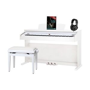 Classic Cantabile DP-50 WM E-Piano weiß matt Set mit Pianobank, Kopfhörer und Klavierschule