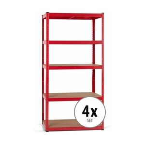 Stagecaptain Heavyrack Lagerregal Holzböden Rot, max. 875 kg 4x Set