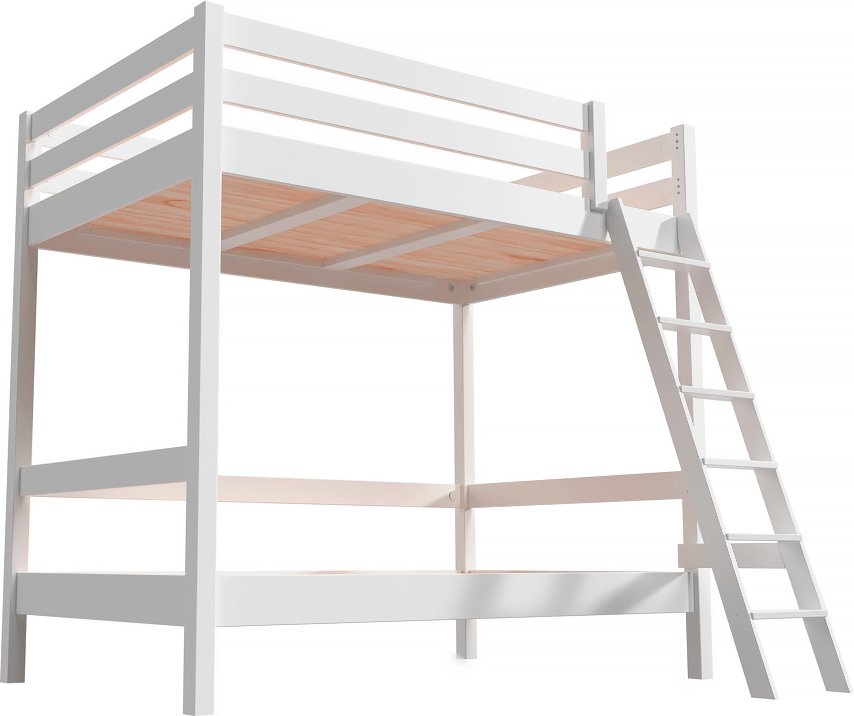 ABC MEUBLES Etagenbett 2-Sitzer für Erwachsene Treppe Holz Sylvia - 120x200 - Weiß