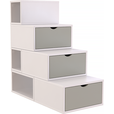 ABC MEUBLES Treppenregal 100 cm - Weiß/Mokka ABC MEUBLES Treppenregal 100 cm - Weiß/Mokka