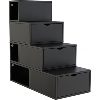 ABC MEUBLES Treppenregal 100 cm - Schwarz ABC MEUBLES Treppenregal 100 cm - Schwarz
