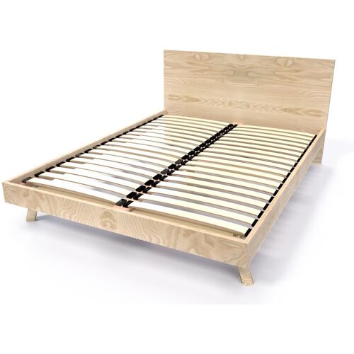 ABC MEUBLES Skandinavisches Bett Viking 2 Plätze Holz - 140x200 - Roh