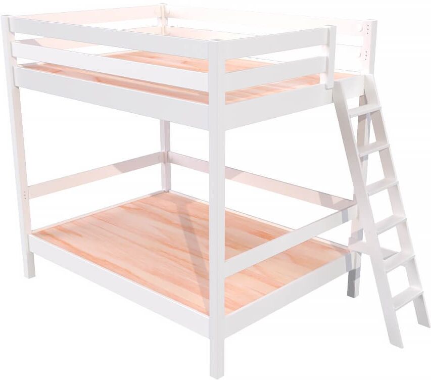 ABC MEUBLES Etagenbett 2-Sitzer für Erwachsene Treppe Holz Sylvia - 140x200 - Weiß