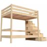 ABC MEUBLES Etagenbett 4 Personen Holz mit Treppenregal Sylvia - 120x200 - Roh