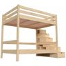 ABC MEUBLES Etagenbett 4 Personen Holz mit Treppenregal Sylvia - 140x200 - Roh