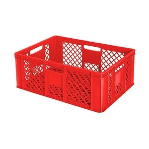 54 Stück Eurobehälter durchbrochen/Bäckerkiste, LxBxH 600 x 400 x 240 mm, PE-HD, lebensmittelecht, rot, Palettenware