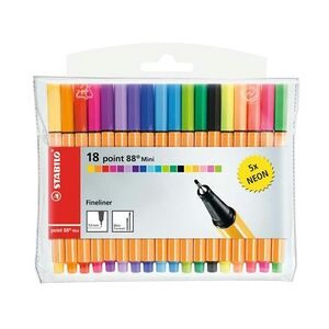 STABILO Fineliner point 88 Mini Etui 18 Farben inkl. Neon