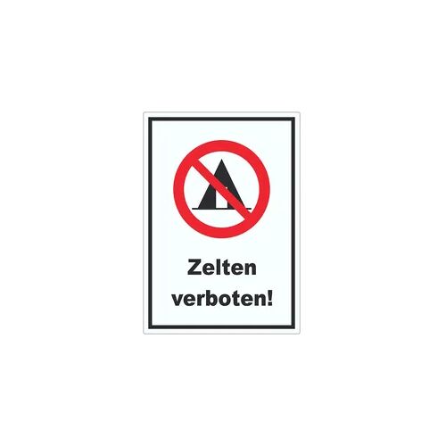 Zelten verboten Aufkleber A9 (37x52mm)