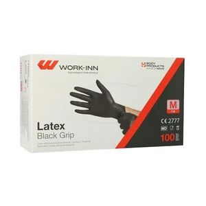 1000 WORK-INN/PS Handschuhe, Latex puderfrei Black Grip schwarz Größe M