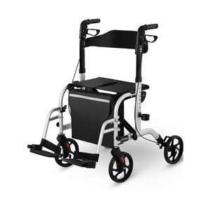 Uniprodo Rollator-Rollstuhl 2-in-1 - silber - 120 kg