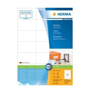 HERMA Universaletiketten, permanent, 70x42,3mm, 2100 Stück, weiß