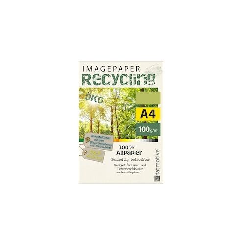 TATMOTIVE Imagepaper Recyclingpapier Öko 100g/qm DIN A4, FSC zertifiziert, geeignet für alle Drucker, 2000 Blatt Kopierpapier Druckerpapier nachhaltig