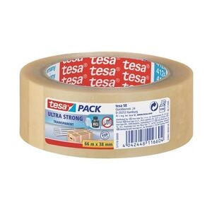 Packband tesapack® Ultra Strong, PVC, 66 m x 38 mm, transparent