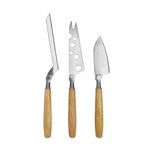 Boska Käsemesser-Set Oslo / drei Käsemessern / Edelstahl / Holz / Braun / Silber / 250 x 30 x 20 mm