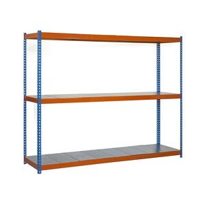 SimonRack Metallregal ohne Schrauben mit Simonforte -Metallschalen 3 Regale. Blau/Orange/Galva Farbe 2000x1500x750 mm