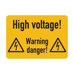 Warnschild, High voltage!, Folie - ISO 7010 - 52x37 mm Folie selbstklebend