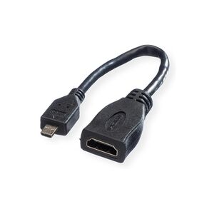 VALUE HDMI High Speed Kabel mit Ethernet, HDMI BU - Micro HDMI ST, 0,15 m