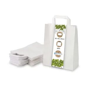BIOZOYG 250 Stück Tragetasche M 22 x 10 x 28cm Papiertüte reißfest weiß kompostierbar Einkaufstasche Papiertasche Einkaufstüte umweltfreundlich