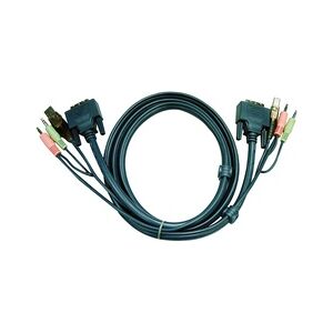 Aten 2L-7D03UD KVM Kabel DVI-D (Dual Link), USB, Audio, schwarz, 3 m