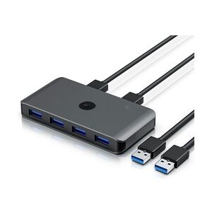 Primewire USB 3.2 Gen1 KVM Switch Umschalter - 4 Port Eingang - 2 Port Ausgang für 2 PCs - 5 Gbit/s - inkl. 2x USB Kabel - für Drucker Scanner