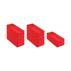 PROREGAL 12x Rote Industriebox 500 B   HxBxT 8,1x18,3x50cm   6 Liter   Sichtlagerkasten, Sortimentskasten, Sortimentsbox, Kleinteilebox