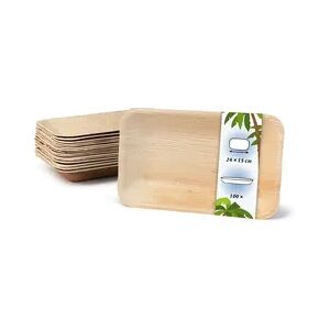 onlyleaf 100 Stück Einwegteller 24x15 cm, tief Palmblattgeschirr Bio Einweggeschirr Partygeschirr biologisch abbaubar, Einwegteller