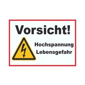 Vorsicht Hochspannung Lebensgefahr Schild A6 Rückseite selbstklebend