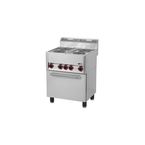 A & S Gastro GmbH & Co. KG Gastro Elektroherd 4 Platten mit Backofen 11.13kW E-Herd Backofen Herd Umluft