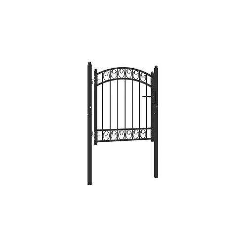 vidaXL Zauntor mit Gewölbter Spitze Stahl 100x100 cm Schwarz
