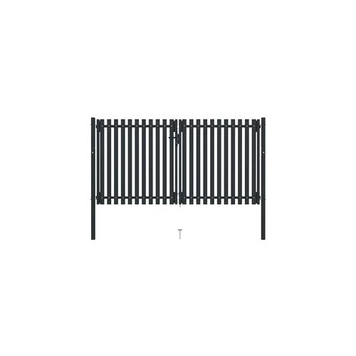 vidaXL Doppelflügel Zauntor Stahl 306x220 cm Anthrazit