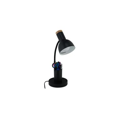Relaxdays Schreibtischlampe, Stifthalter, Metalltischleuchte, HBT: 46,5x14,5x17 cm, E27, Bürolampe mit Kabel, schwarz