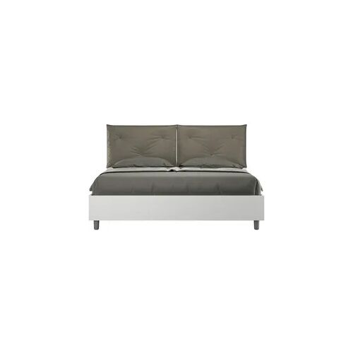 Doppelbett mit Stauraum, Doppellift, 160x190 cm, Eschenholz weiß, Kunstlederkissen, Cappuccino Egos Appia
