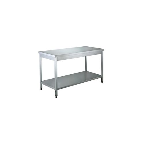 Vaiotec Edelstahl Arbeitstisch / Edelstahltisch Easy mit Grundboden 60 x 60 x 85 cm