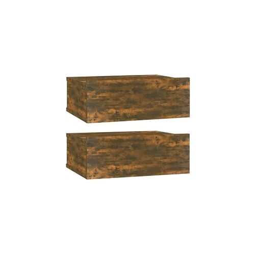 vidaXL Hängender Nachttisch 2Stk Räuchereiche 40x30x15cm Holzwerkstoff