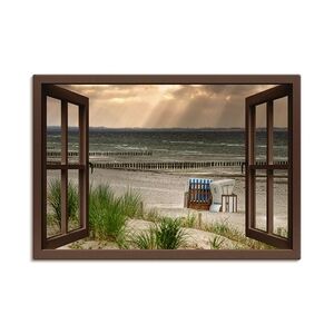 ARTland Leinwandbilder Wandbild Bild auf Leinwand Schwarzer Busch Strand auf Insel Poel Größe: 100x70 cm
