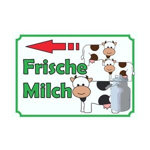 Verkaufsschild Schild Frische Milch mit Pfeil nach links A4 (210x297mm)