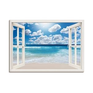 ARTland Leinwandbilder Wandbild Bild auf Leinwand Fensterblick Großartige Strandlandschaft Größe: 100x70 cm