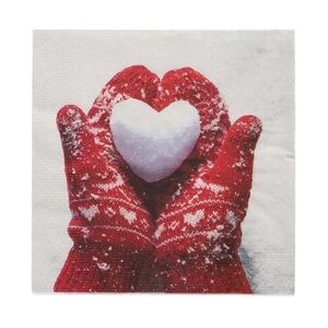 300 Servietten, 3-lagig 1/4-Falz 33 cm x 33 cm `Mittens in the Snow`