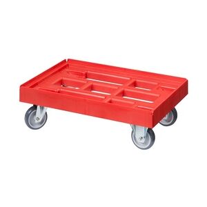 Transportroller für Kisten 60 x 40 cm mit 2 Bock- und 2 Lenkrollen in rot