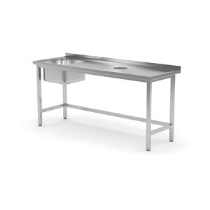 Edelstahl Gastro-Spültisch mit Öffnung für Abfälle & Spülbecken (links)   AISI 430 Qualität   HxBxT 85x110x60