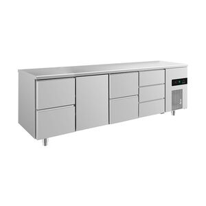 Gastro Kühltisch 1 Tür 7 Schubladen Umluftkühlung 2330x700x850mm -2/+8°C ISO 50 632l