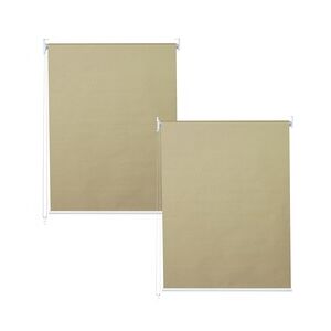 Mendler 2er-Set Rollo HWC-D52, Fensterrollo Seitenzugrollo Jalousie, 100x160cm Sonnenschutz blickdicht ~ beige