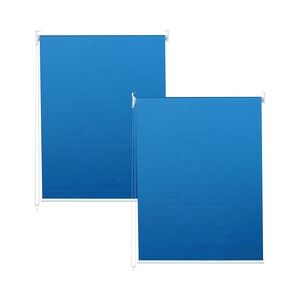 Mendler 2er-Set Rollo HWC-D52, Fensterrollo Seitenzugrollo Jalousie, 100x160cm Sonnenschutz blickdicht ~ blau