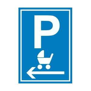 Kinderwagen Parkplatz links Schild A6 Rückseite selbstklebend