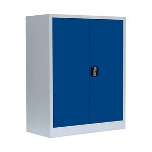 Lüllmann Flügeltürenschrank Metallschrank abschließbar 100 x 80 x 38,3cm Grau/Blau 530311